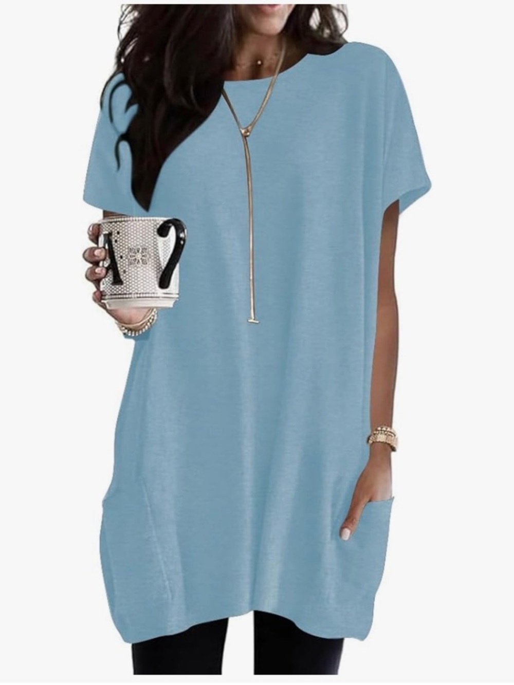 NWT AQUA Light Blue Women's Tunic Top-S